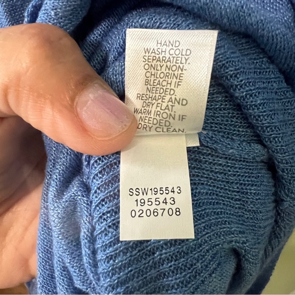 J Jill Linen dress v-neck long sleeve Cornflower Blue Large - Picture 6 of 9